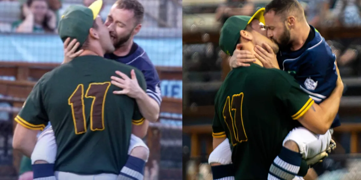 La soirée à thème des Portland Pickles se termine par un baiser scénarisé sur le terrain qui devient viral